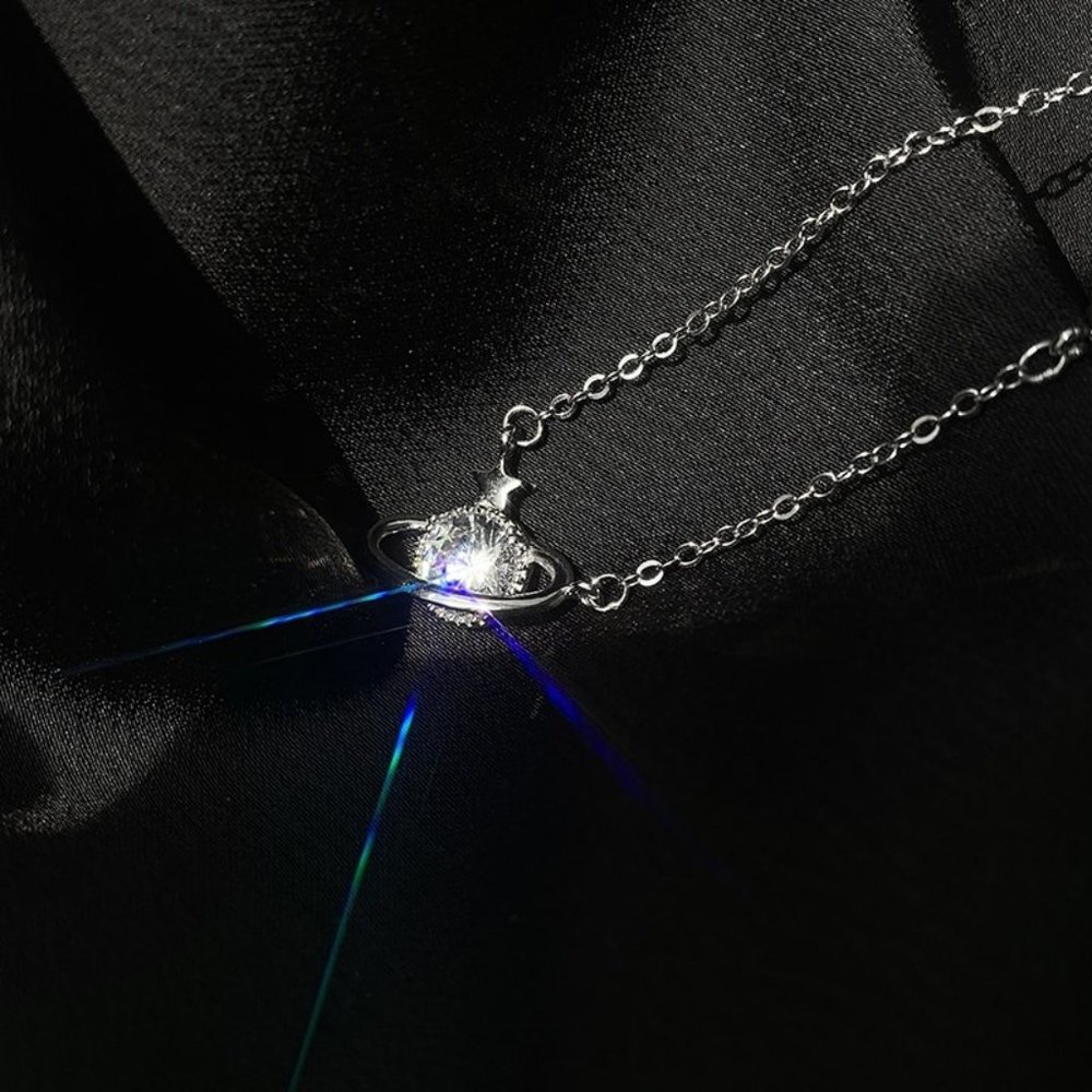 NEW Silver/Gold Shiny Planet-shape Necklace - Picture 8 of 9